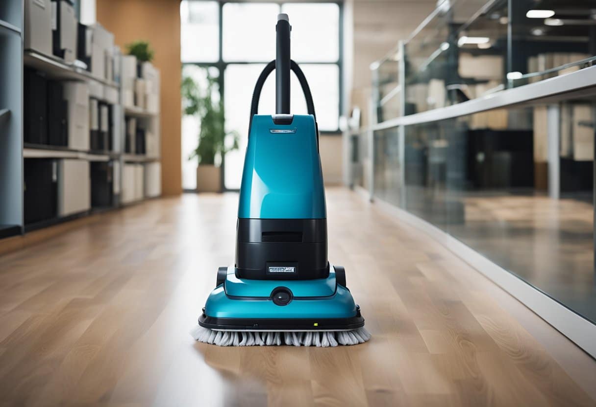A robot carpet cleaner efficiently vacuums an office floor, but it may struggle with tight spaces and require maintenance